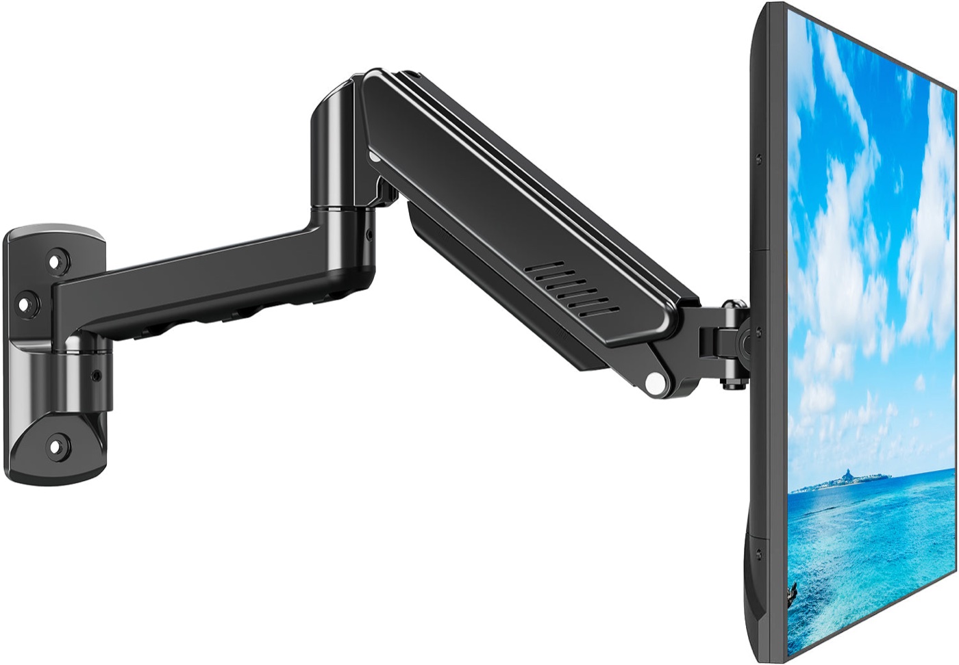 Current MOUNT PRO gas-spring monitor wall-mount family shown with a monitor in portrait orientation.