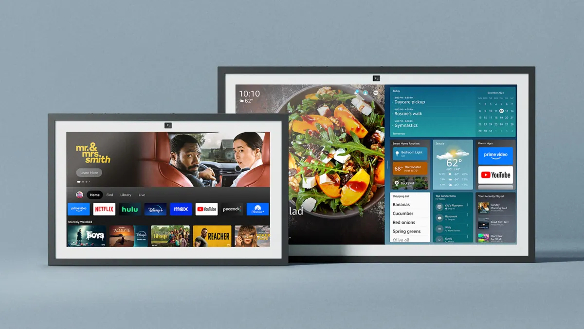 Amazon Echo Show 15 and Echo Show 21 with entertainment and household widgets