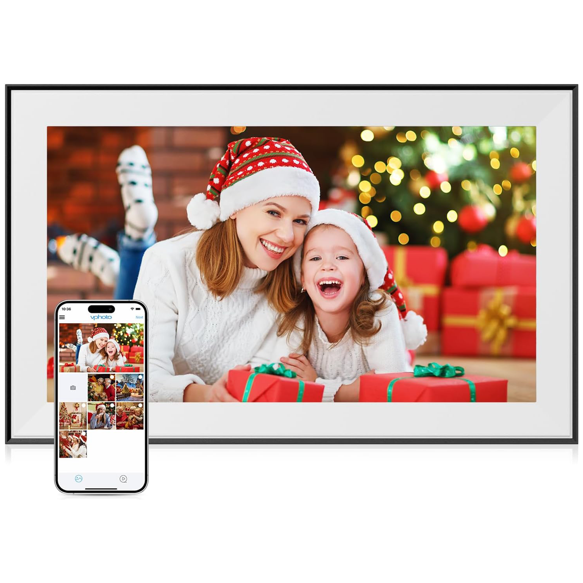 Dragon Touch 15.6-inch WiFi digital picture frame product image.