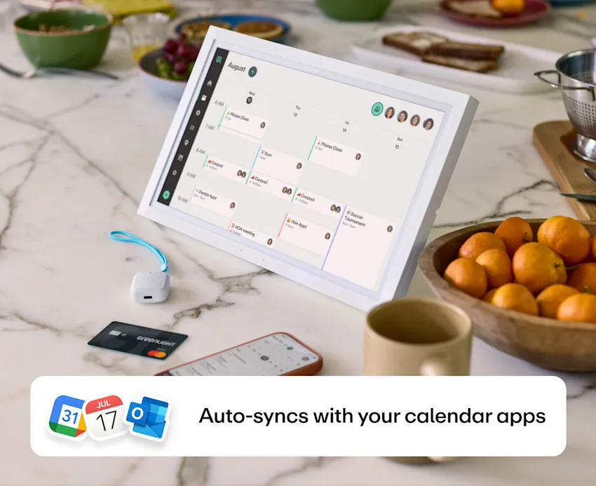 Greenlight Family Hub displaying a shared calendar in official promotional imagery.