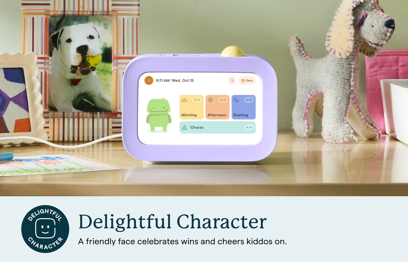 Skylight Buddy character assistant on the screen.