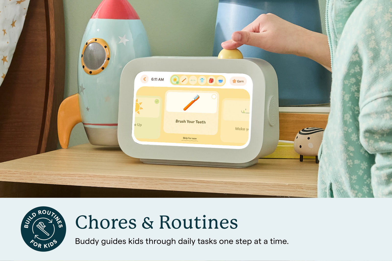 Skylight Buddy showing chores and routines interface.