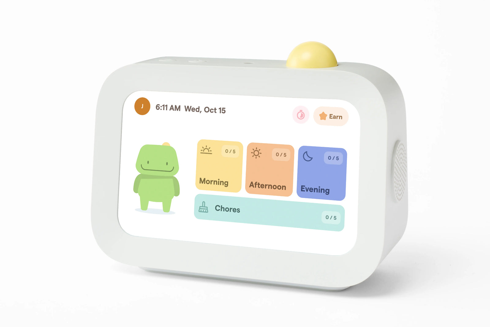 Skylight Buddy kids routine device shown from the front and side