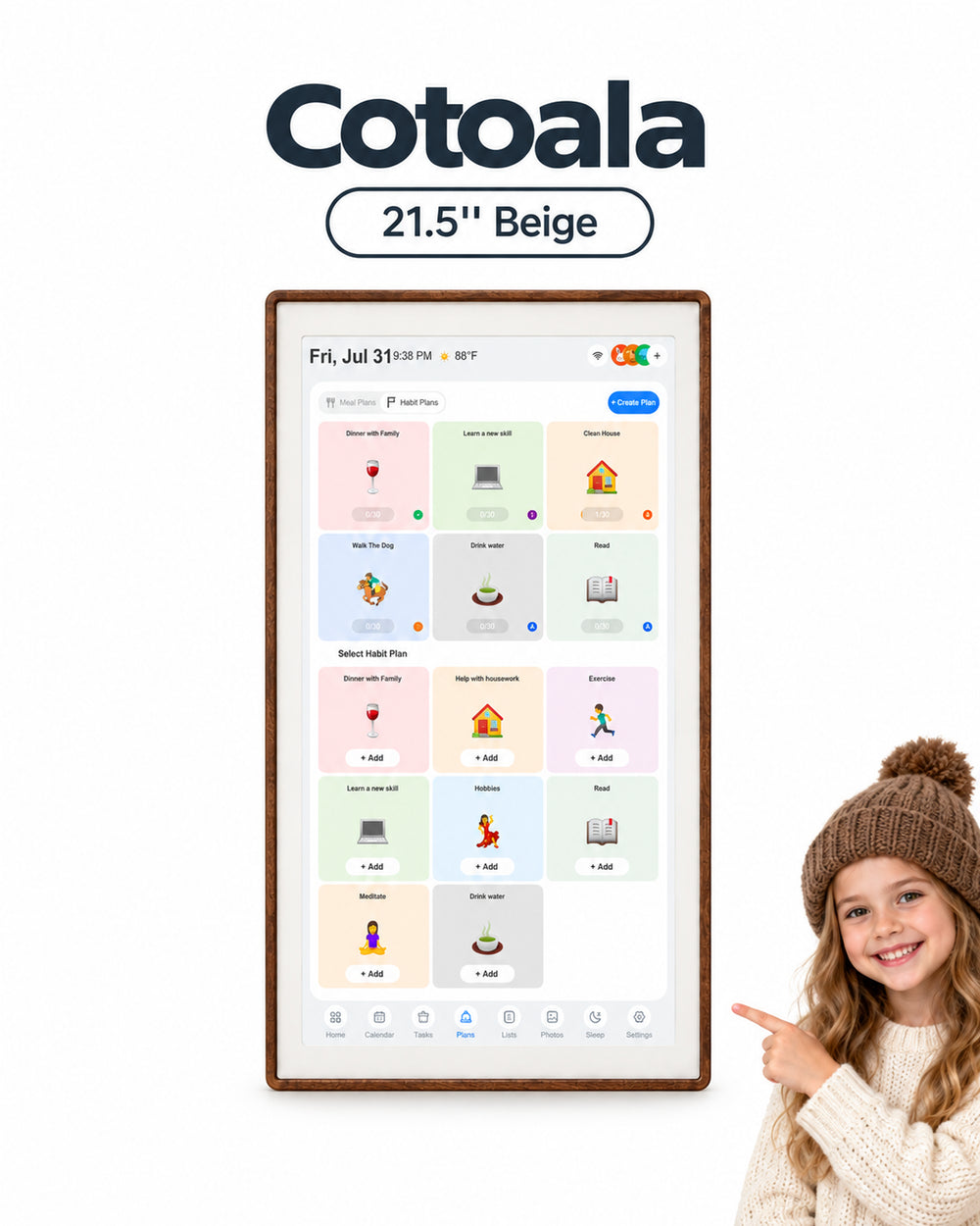 Cotoala 21.5-inch Smart Digital Calendar, official product image
