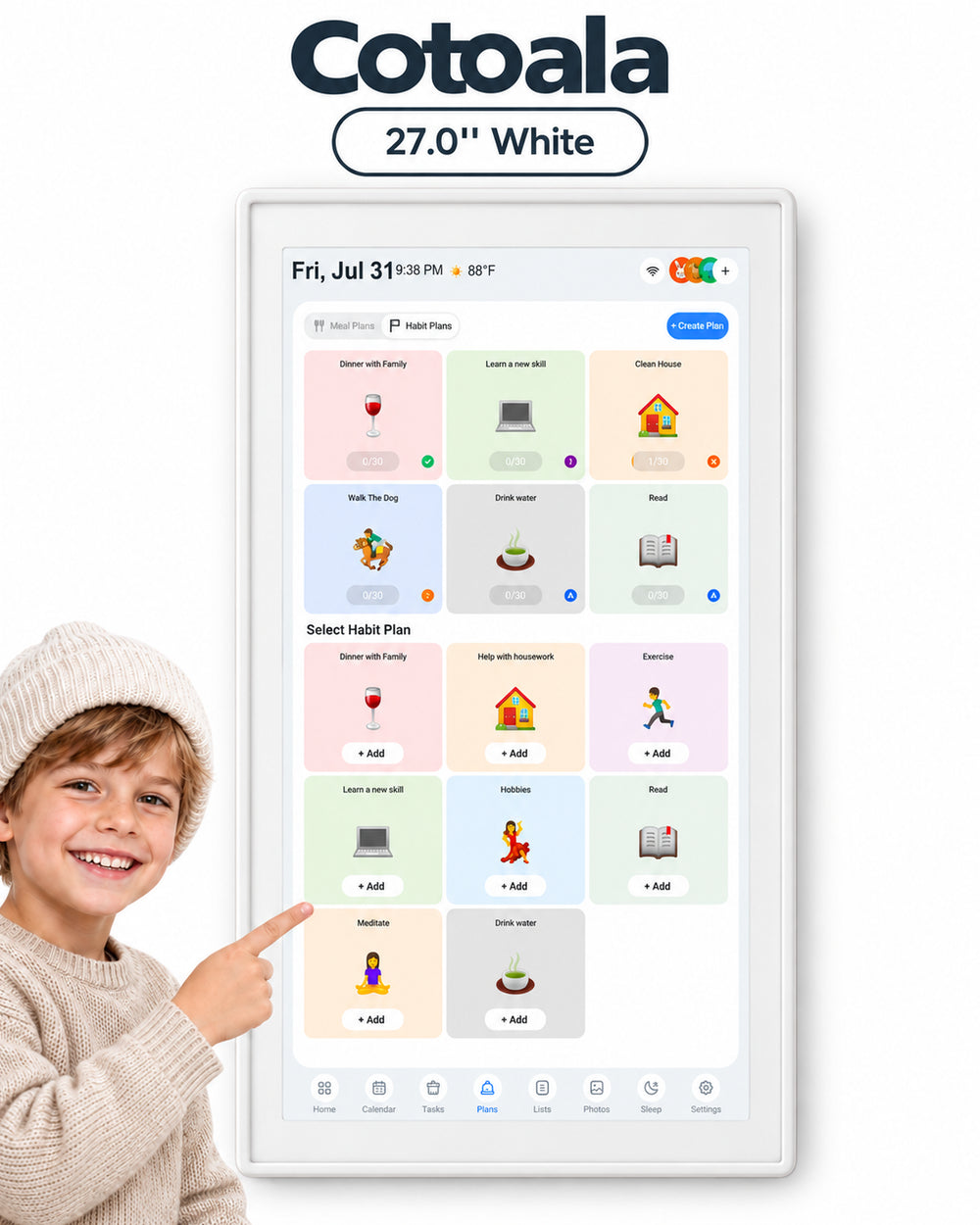 Cotoala 27.0-inch Smart Digital Calendar, official product image